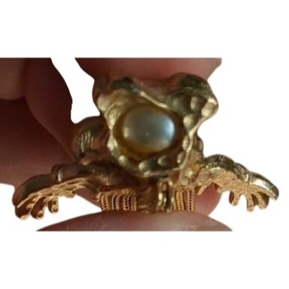 Vintage Scarecrow Brooch Fringe Legs Faux Pearl Head - Picture 5 of 7